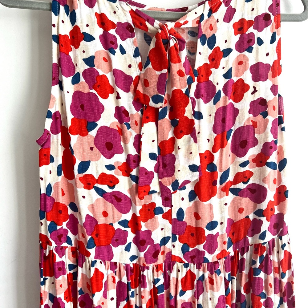 Mister Zimi Dress Australian Midi Floral Bright Ties At Neck PERFECTLY FLAWLESS! - Picture 6 of 15